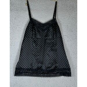 White House Black‎ Market Polka Dot Cami Top Lace Trim Women's Small Y2K